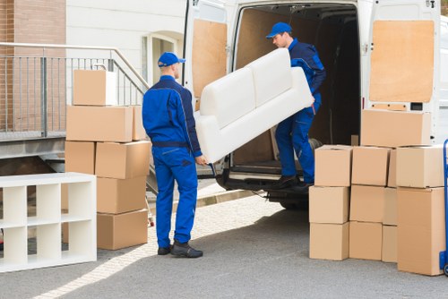 Local mover carrying items in a Pentonville residential building
