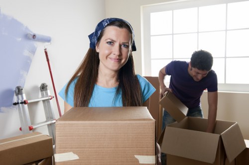 Packed household boxes prepared for a Pentonville relocation