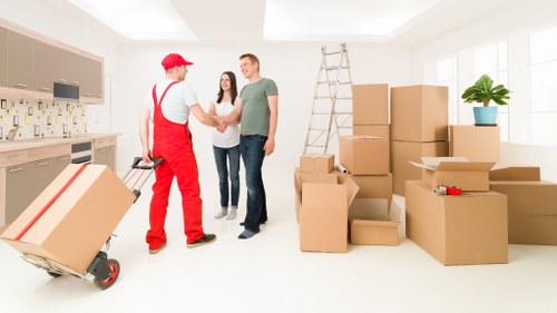 Checklist and boxes prepared for a house removal in Pentonville