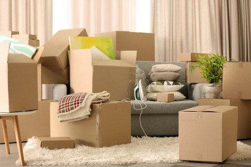 Boxes and furniture prepared for a home removal service in Pentonville