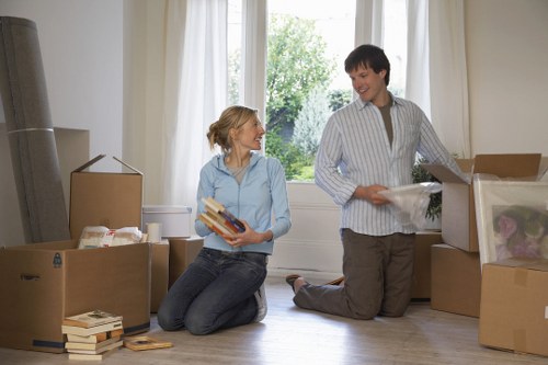 Packed furniture and moving supplies ready for Pentonville removals
